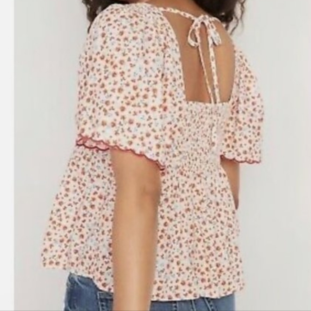 Old Navy Flutter-Sleeve Babydoll Floral Swing Blouse Sz XL - Picture 2 of 7